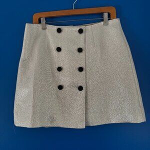 NWT J. Crew Collection Metallic Velvet Buttons Silver Mini Skirt - Size 8
